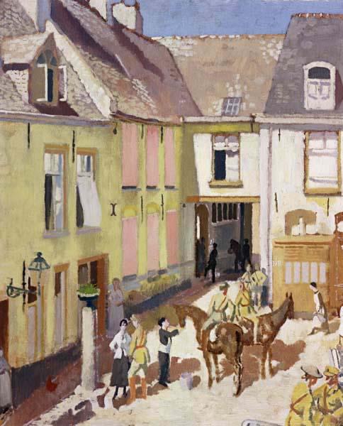 Sir William Orpen The Courtyard,Hotel Sauvage,Cassel,Nord France oil painting art